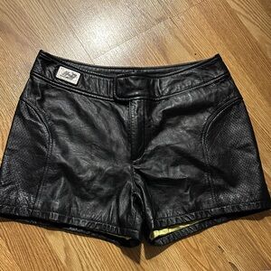 Harley Davidson Black Leather Women's Shorts